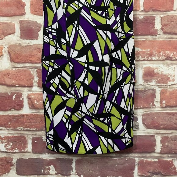 RONNI NICOLE WOMEN'S BLACK & PURPLE MULTICOLOR ABSTRACT ZIP UP DRESS - Picture 4 of 8